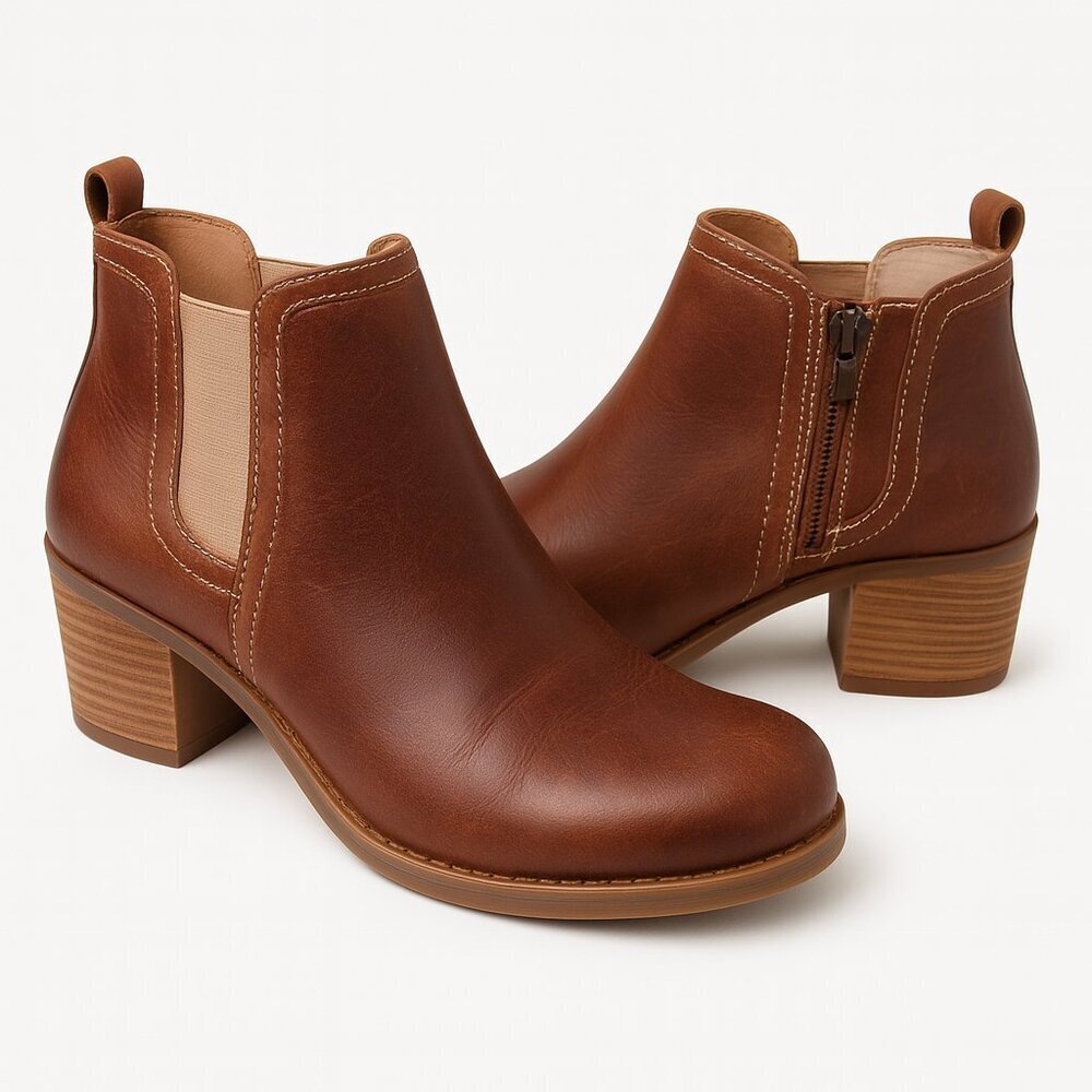 Dansko Harlene Brown Burnished-Leather Chelsea Booties • EU 40 / US 9.5-10